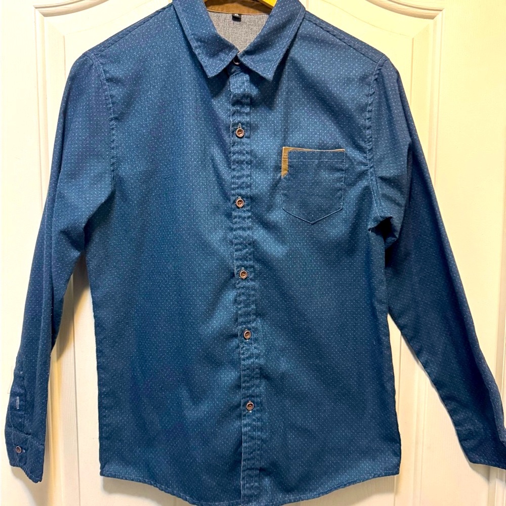 Men's Blue Button-Up Shirt